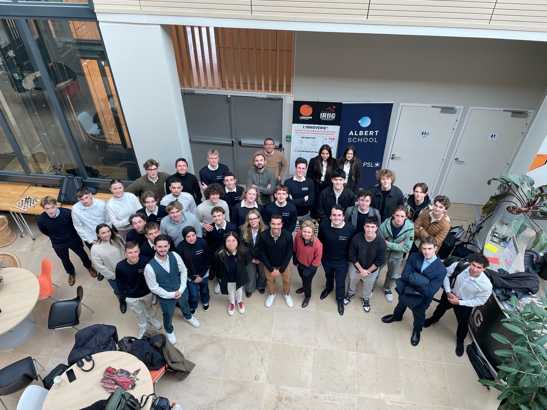Albert School students and faculty gathered at the campus